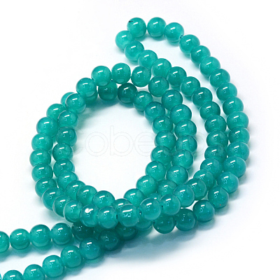 Baking Paint Imitation Jade Glass Round Bead Strands X-DGLA-Q021-8mm-07-1