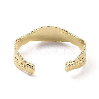 Brass Twist Rope Open Cuff Bangle for Women BJEW-F445-08G-1
