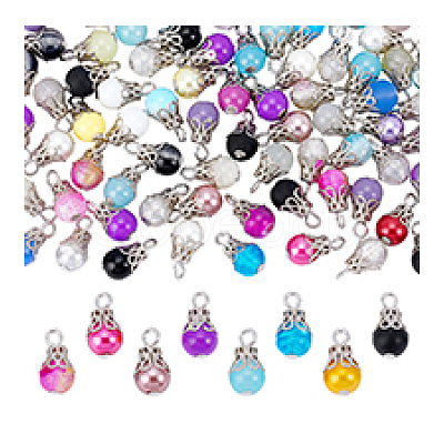120Pcs Glass Pendants PALLOY-PHE00012-1