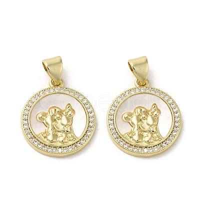 Brass Micro Pave Clear Cubic Zirconia Pendants KK-I708-03A-G-1