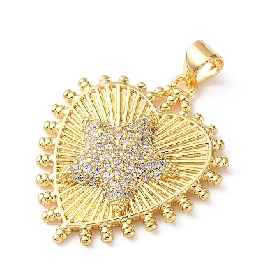 Brass Micro Pave Clear Cubic Zirconia Pendants CU-CBA03AF-10C-G-1