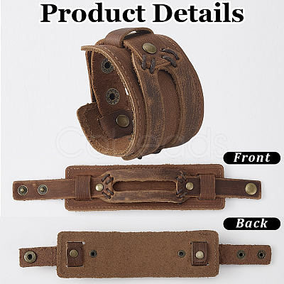 Cowhide Leather Cord Bracelets for Women Men BJEW-WH20012-04AG-02-1