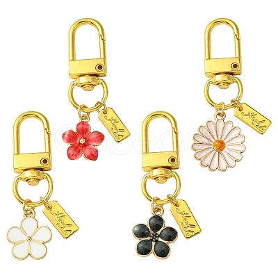 Alloy Enamel Flower Pendant Decorations HJEW-YW00003-1
