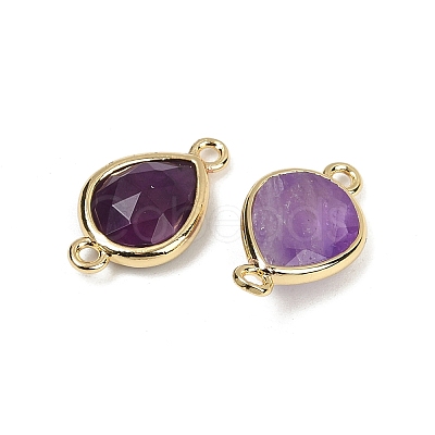 Natural Amethyst Faceted Connector Charms G-L514-048P-09-1
