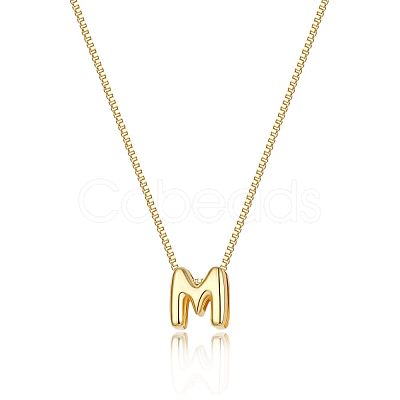 Brass Initial Pendant Box Chain Necklaces for Women FS-WG5C822-13-1