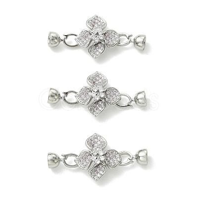 SHEGRACE Brass Micro Pave Clear Cubic Zirconi Fold Over Clasps XGRQ6B427-888P-1