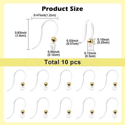 10Pcs Transparent Resin Earring Hooks FIND-YW0006-98G-1