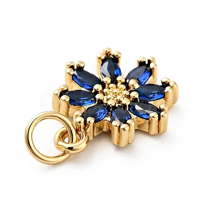 Rack Plating Brass Micro Pave Cubic Zirconia Charms X-ZIRC-F129-34C-G-1