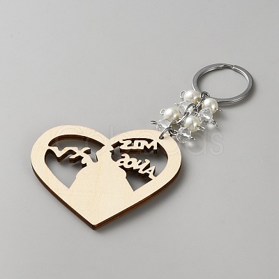 Wood Keychain HJEW-WH20022-02-1