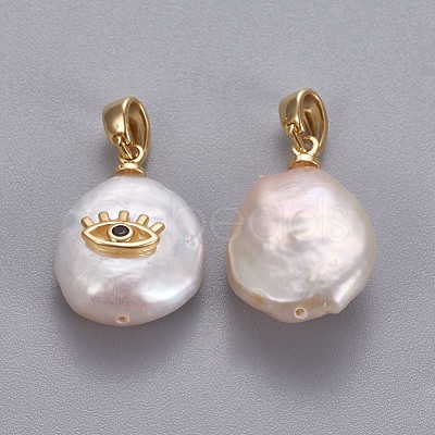 Natural Cultured Freshwater Pearl Pendants KK-L187-08G-1