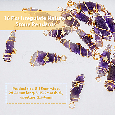 16Pcs Natural Gemstone Copper Wire Wrapped Pendants FIND-DC0003-66-1