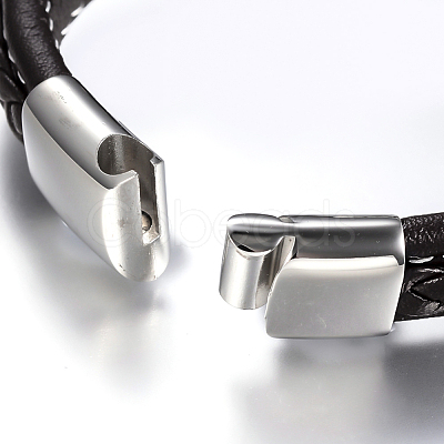 Men's Braided Leather Cord Bracelets BJEW-H559-15D-1