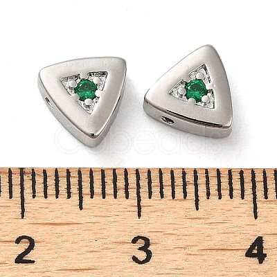 Real Platinum Plated Brass Micro Pave Cubic Zirconia Bead KK-H455-08P-03-1