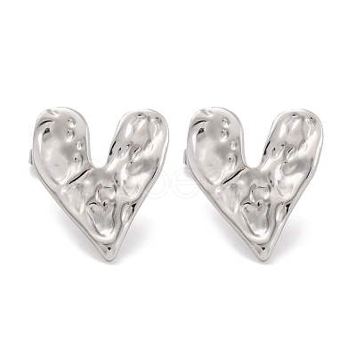 Non-Tarnish Heart 304 Stainless Steel Stud Earrings EJEW-H013-34P-1