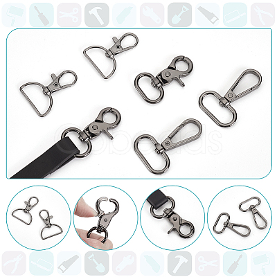 WADORN 30Pcs 3 Styles Zinc Alloy Swivel Lobster Claw Clasps FIND-WR0009-68B-1