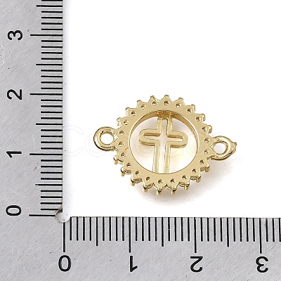 Brass Pave Clear Cubic Zirconia Ring Connector Charms KK-E802-10G-A-1