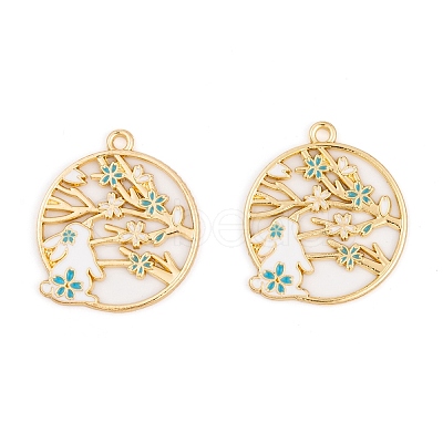 Rack Plating Alloy Enamel Pendants FIND-A040-05A-04G-1