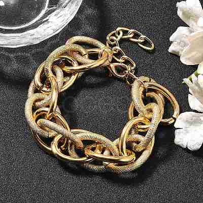 Punk & Hiphop Style Alloy Rolo Chains Link Bracelets for Women Men LS-BJEW-K270-01G-1