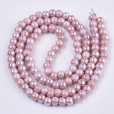 Electroplate Porcelain Beads PORC-N005-04G-1
