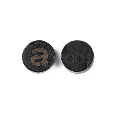 26Pcs 26 Style Flat Round with Letter Wooden Cabochons WOOD-WH0024-97-1