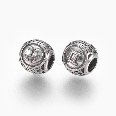 316 Surgical Stainless Steel European Beads STAS-P212-18P-12-1