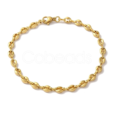 Ion Plating(IP) 304 Stainless Steel Coffee Bean Chain Bracelets for Women or Men BJEW-A019-01G-1