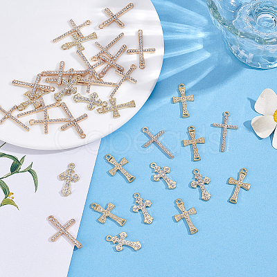 40Pcs 4 Styles Alloy Rhinestone Pendants FIND-ME0003-43-1