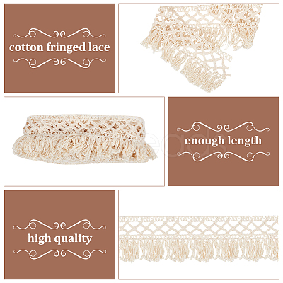 Flat Cotton Tassel Ribbons OCOR-WH0090-016-1