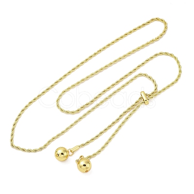 Round Brass Slider Lariat Necklaces for Women NJEW-G162-05G-1