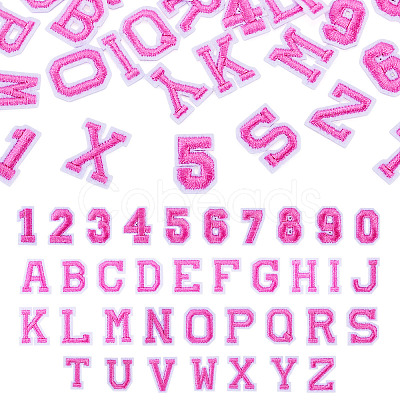 36Pcs 2 Sets 2 Styles Letter A~Z & Number 0~9 Polyester Embroidery Sew On Patches Sets PATC-TA0001-55B-1