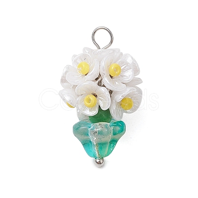 Glass Seed Beaded Flowerpot Pendants PALLOY-MZ00520-02-1