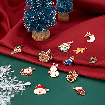 24Pcs 12 Style Alloy Enamel Pendants FIND-CW0001-18-1