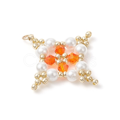 Glass Seed Beaded Star Pendants PALLOY-MZ01165-04-1