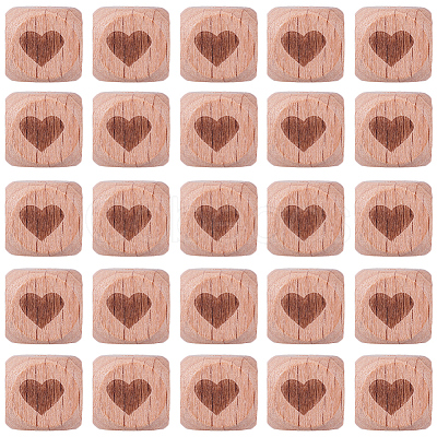 100Pcs Engraved Beech Wood Beads WOOD-PA0001-86B-1