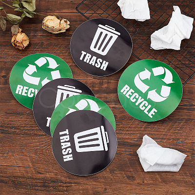 6Pcs 2 Styles PVC Garbage Recycle Trash sign stickers DIY-WH0043-40-1