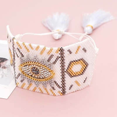 Friendship Eye Loom Pattern Seed Beads Bracelets for Women BJEW-Z013-15A-1