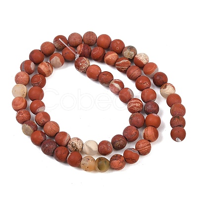 Frosted Natural Red Jasper Beads Strands G-C270-M01-6mm-1