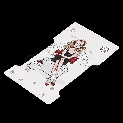 Rectangle Girl Print Paper Hair Clip Display Cards CDIS-M007-03D-1