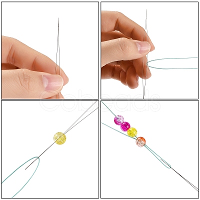 Iron Collapsible Big Eye Beading Needles TOOL-R095-04-1
