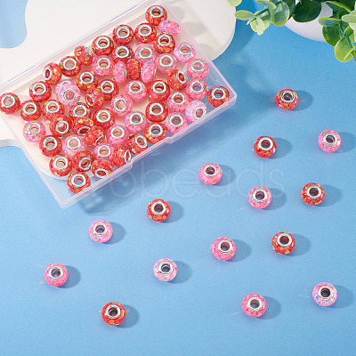 70Pcs 7 Colors Transparent Resin Rondelle European Beads RESI-TA0004-82-1