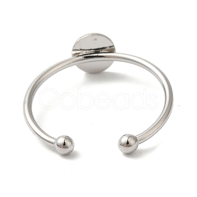 Rack Plating Brass Open Cuff Pad Ring Settings KK-F873-39P-1
