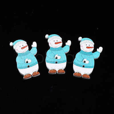 Christmas 2-Hole Spray Painted Maple Wooden Buttons WOOD-N005-47-1