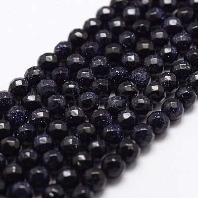 Synthetic Blue Goldstone Beads Strands X-G-D840-14-4mm-1