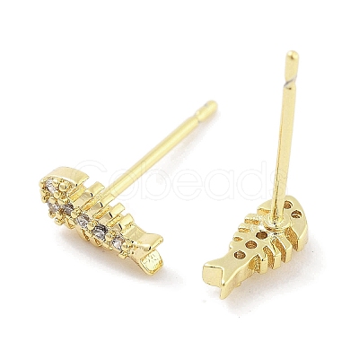 Brass Pave Clear Cubic Zirconia Stud Earring EJEW-S217-G05-1