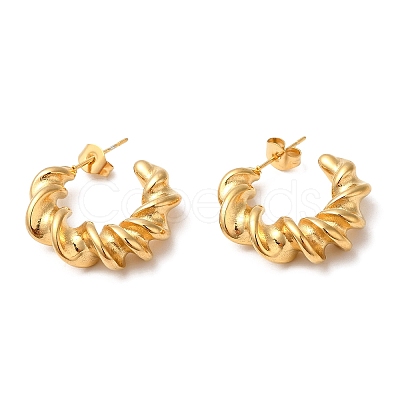Ion Plating(IP) 304 Stainless Steel Twist Round Earrings EJEW-K244-29G-1