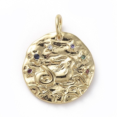Brass Micro Pave Cubic Zirconia Pendants ZIRC-G157-03B-01G-1