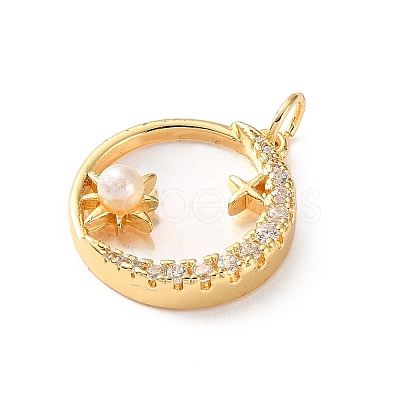 Brass Micro Pave Clear Cubic Zirconia Pendants CU-CBA03AF-04A-G-1