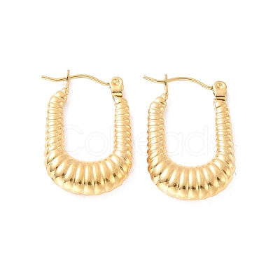 Ion Plating(IP) 304 Stainless Steel Rectangle Hoop Earrings EJEW-P198-01G-1