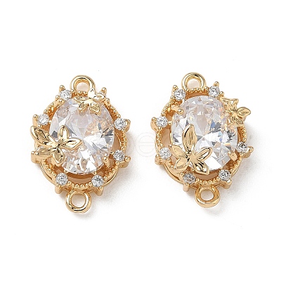 Brass Micro Pave Cubic Zirconia Connector Charms KK-P355-12G-01-1
