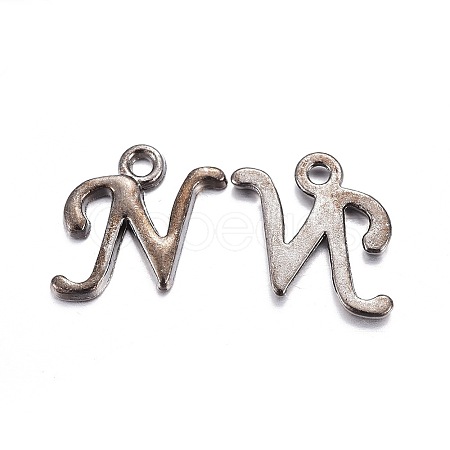 Gunmetal Plated Alloy Letter Pendants PALLOY-P097-03-N-1